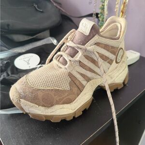 Women's Coach C165 runner cc mesh size Beige and Brown Sneakers NWOT